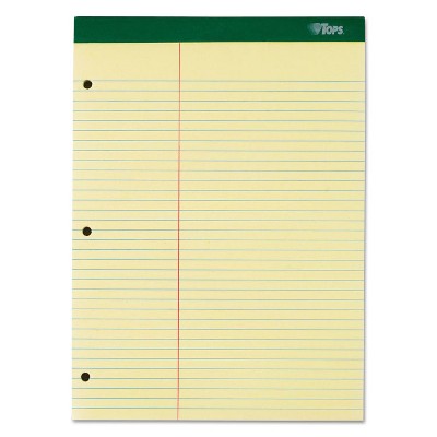 Tops Double Docket Pad Extra Stiff Back 8 1/2 x 11 3/4 Canary 100 Sheets 63394