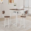 Hrinhom 3-Pieces Bar Set, With 2 bar stools,Wood Top and Metal Legs,Brown and White - 2 of 4
