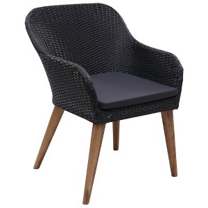 vidaXL Outdoor Patio Chairs Set with Cushions, Poly Rattan Furniture, Lightweight, Water-Resistant, 2 Pieces, Black - 1 of 4