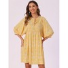 INSPIRE CHIC Women's Floral V Neck 3/4 Sleeve Casual Mini Flare Dress - 2 of 4