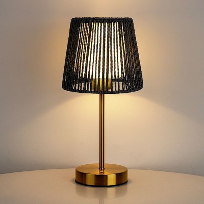 Onewish  Protable Table Lamp with Swappable shade Gold + Black, 2-pack