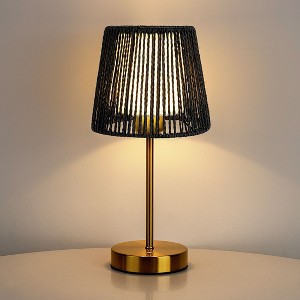 Onewish Two Pack Protable Table Lamp with Swappable shade Gold + Black - 1 of 4