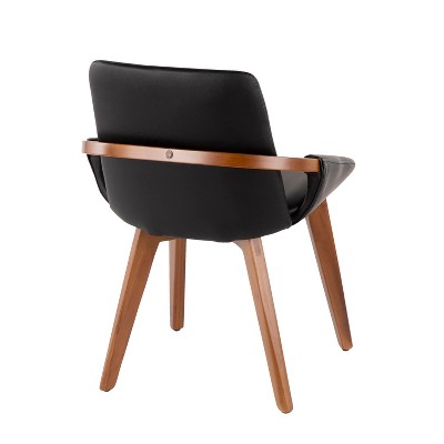 Cosmo High-Back Black Faux Leather and Walnut Wood Side Chair