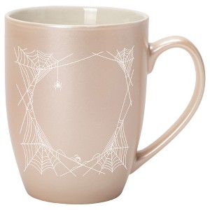 Elanze Designs 10 Ounce Ceramic Decorative Laser Engraved Giftable Novelty Tea Coffee Cup Mug Precious Pearl Halloween Spooky Spiderweb - 1 of 4