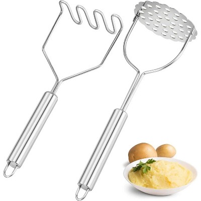 LunaLulinlk 2 Pcs Potato Masher, Stainless Steel Integrated Masher Kitchen Tool Wire Masher for Potatoes, Avocados, Beans, or Fruit & Vegetables