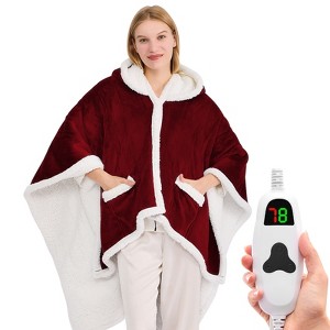Inhand Wearable Heated Throw Blanket Shawl - 50"x60" Flannel Electric Robe Blanket Hoodie for Winter 5-Position Timer 10 Heating Levels - 1 of 4