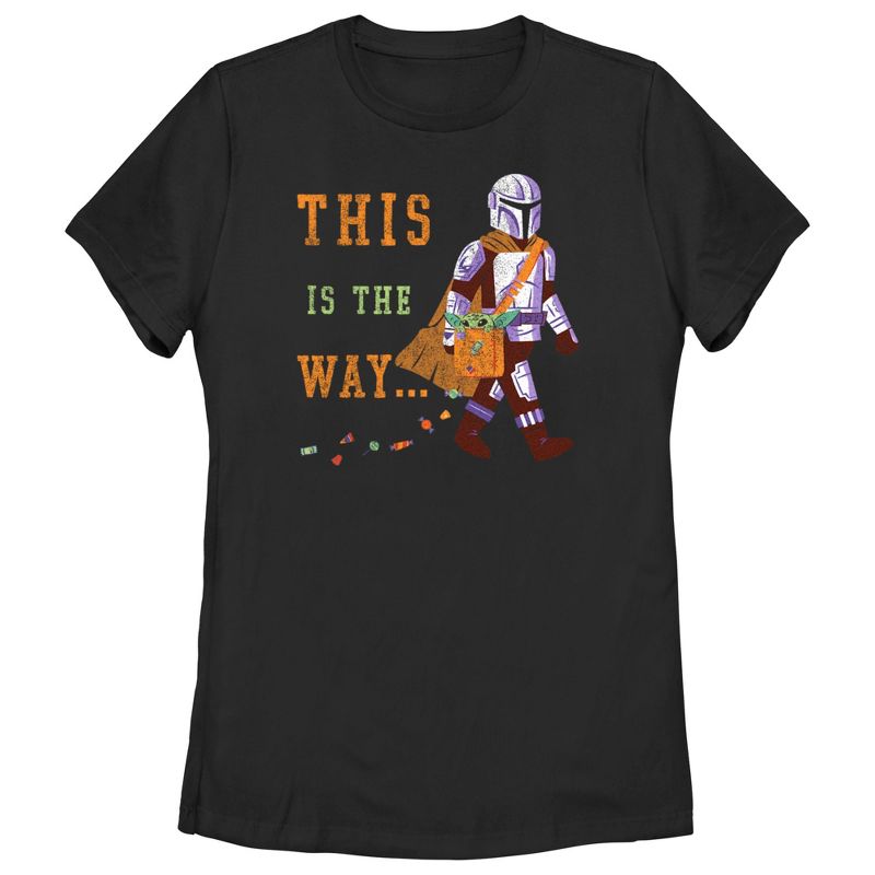 Women's Star Wars The Mandalorian Halloween This is the Way Treats T-Shirt, 1 of 5