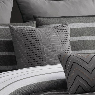 Riverbrook Home Queen 10pc Barkley Comforter Set Black/Gray - Riverbrook Home: Contemporary Striped Bedding with Decorative Pillows & Throw — фото 3