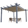 Woodgrain Aluminium Pergola Upgraded Retractable Outdoor Pergola with Canopy Modern Gazebo for Backyard, Patio, Porch, Grape Trellis - 3 of 4