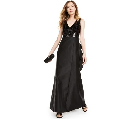 Adrianna Papell Womens Sequined Mikado A-line Dress