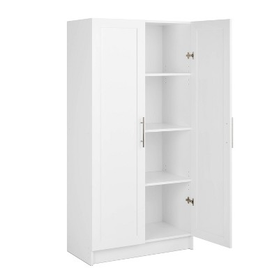 White Tall Utility Storage Cabinet with Adjustable Shelves