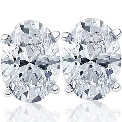 Pompeii3 1 1/2 Ct Lab Created Oval Diamond Studs 14k White Gold Earrings