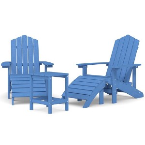 vidaXL Adirondack Chair Lawn Chair Set with Footstools & Table – Aqua Blue, Weather-Resistant HDPE, Ideal for Garden Patio Deck, 28.7" x 32.7" x 36.2" - 1 of 4
