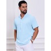 INSPIRE CHIC Men's Casual Henley Band Collar Short Sleeve Summer Linen Shirts - 4 of 4