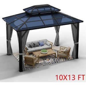Hardtop Gazebo Outdoor Double Roof Canopy with Curtains & Netting - 1 of 4