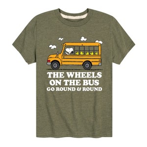 Boys' - Peanuts - Snoopy and Woodstock The Wheels On The Bus Short Sleeve Graphic T-Shirt - 1 of 4
