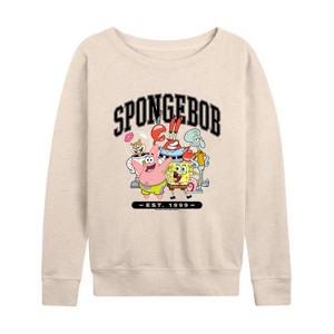 Women's - SpongeBob SquarePants - Collegiate Lightweight French Terry Wide Neck Long Sleeve Shirt - 1 of 4