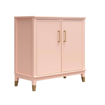 Pale Pink MDF 2-Door Accent Cabinet with Adjustable Shelving