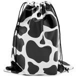 Blue Panda 12 Pack Cow Print Drawstring Pouches, Party Favor Gift Goodie Bags for Kids Birthday Treat, Farm Animal Party Supplies, 12 x 10 in