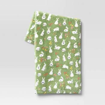 Printed Plush Bunny Easter Throw Blanket Green - Room Essentials™