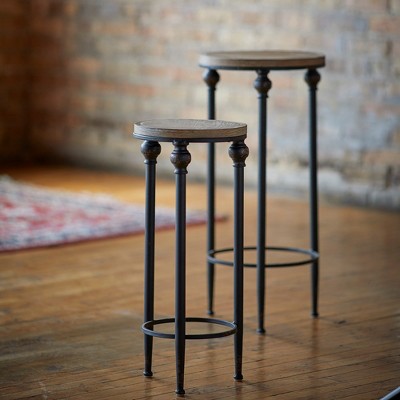 Rustic Charm Wood & Metal Nesting Accent Tables, Set of 2