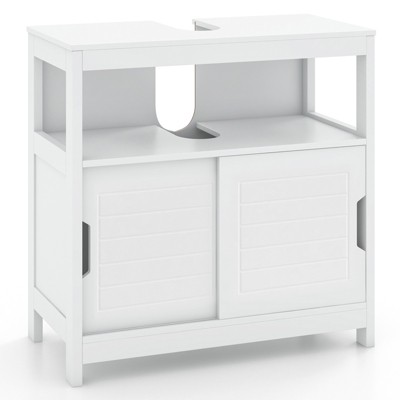 Tangkula Vessel Sink Storage Cabinet Under Sink Vanity Cabinet with 2 Sliding Doors & U-shaped Cut-out