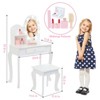 Princess Vanity Set for Girls - Kids Makeup Table with Touch Lights, Mirror, Stool, and Wood Playset - 3 of 4