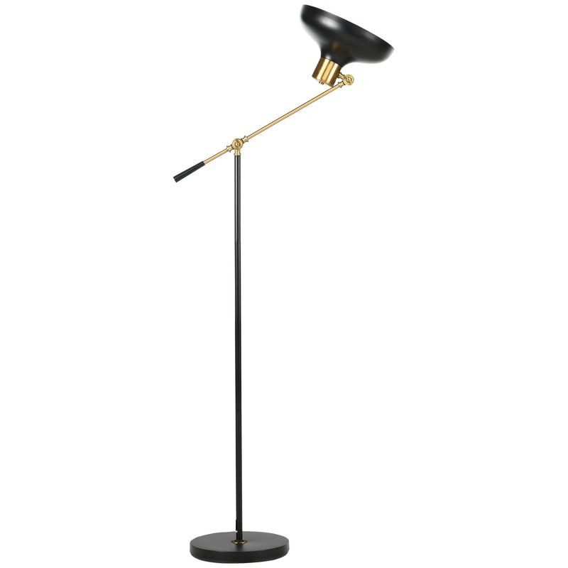 HOMCOM Adjustable Floor Lamps for Living Room, Standing Lamp for Bedroom with Balance Arm, Adjustable Head and Height, Black and Gold Lamp, 5 of 8