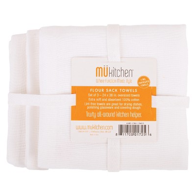 MU Kitchen Bar Mop Dish Towels - White, 3 Pk