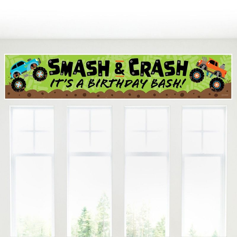 Big Dot of Happiness Smash and Crash - Monster Truck - Happy Birthday Boy Decorations Party Banner, 5 of 8