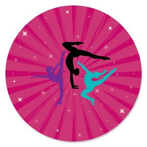Big Dot of Happiness Tumble, Flip & Twirl - Gymnastics - Birthday Party or Gymnast Party Circle Sticker Labels - 24 Count - 1 of 4
