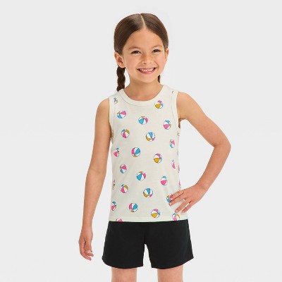 Toddler Girls' Beachball Shirt - Cat & Jack™ Cream 12m : Target