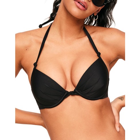 Push-up triangle bikini top - Black - Ladies