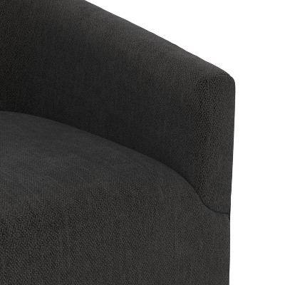 Donovan Charcoal Wood and Faux Leather Swivel Barrel Chair
