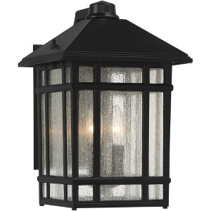 Kathy Ireland Modern Outdoor Wall Light Fixture Black 15 1/4" Seedy Glass Panels for Exterior House Porch Patio Outside Garage - 1 of 4