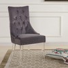 Armen Living,Gobi Modern and Contemporary Tufted Dining Chair in Gray Velvet with Acrylic Legs - 2 of 3