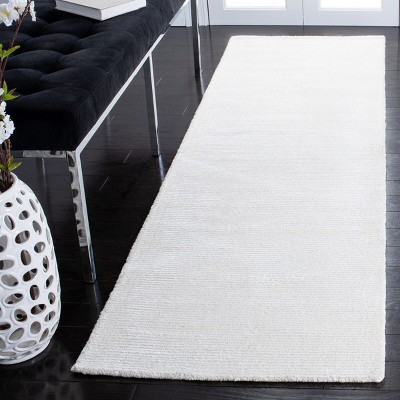 Ivory Hand Tufted Wool and Viscose Runner Rug
