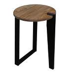 Contemporary Round End Table Gray/Black - Flora Home