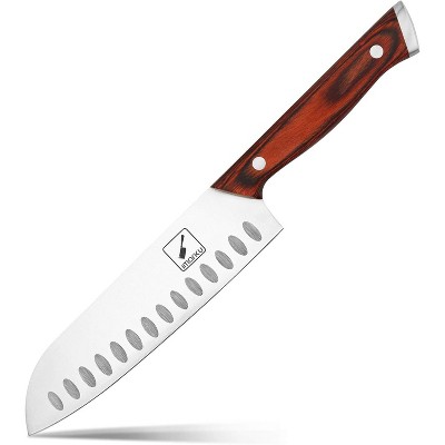 imarku Chef knife, 7 Inch Santoku Knife, German HC Stainless Steel Kitchen Knife, Ultra Sharp＆Durable Cooking Knife with Ergonomic Handle