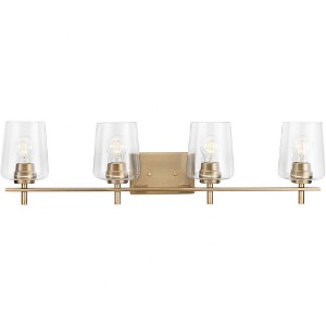Progress Lighting Calais 4-Light Vanity Light, Vintage Brass, Clear Glass Shade - 1 of 1