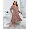 BLUEMING Womens Plus Size Ribbed Knit Sweater Dress Long Sleeve Square Neck Flowy Comfy Casual Dress - 4 of 4
