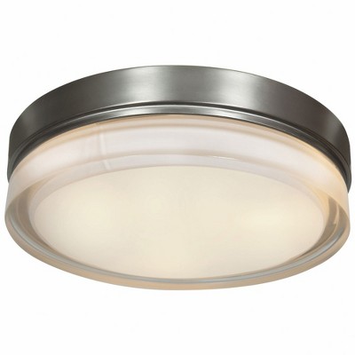 Brushed Steel 11" Glass LED Flush Mount Ceiling Light