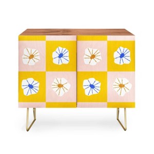Maritza Lisa White Checkered Flowers Credenza - Deny Designs - 1 of 2