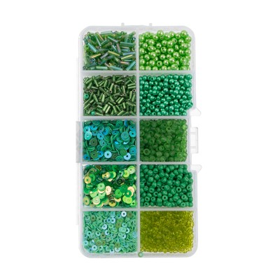 John Bead Sequins and Beads Kit Green Mix Beads