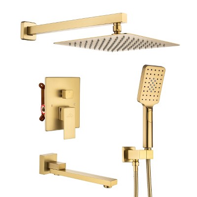 CASAINC Built-In Shower Faucet System with 3-way Diverter Pressure-balanced Valve Included