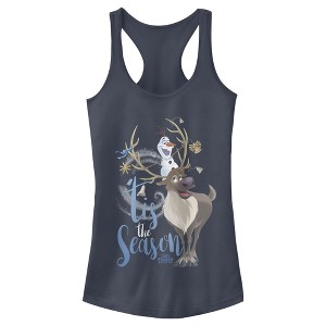 Juniors Womens Frozen Christmas Olaf Season Racerback Tank Top - 1 of 3