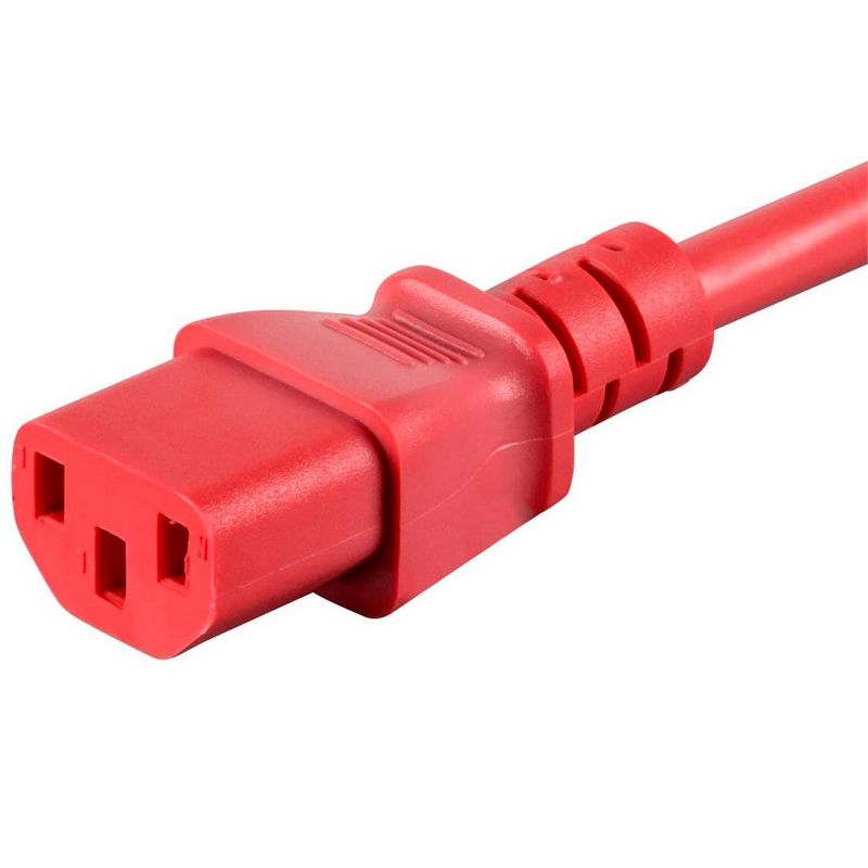 Monoprice Extension Cord - 1 Feet - Red IEC 60320 C14 to IEC 60320 C13, 16AWG, 13A/1625W, 125V, 3-Prong, SJT, For Powering Computers, Monitors, etc., 5 of 7