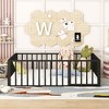 Full Size Metal Floor Bed Frame with Fence and Door - 3 of 4