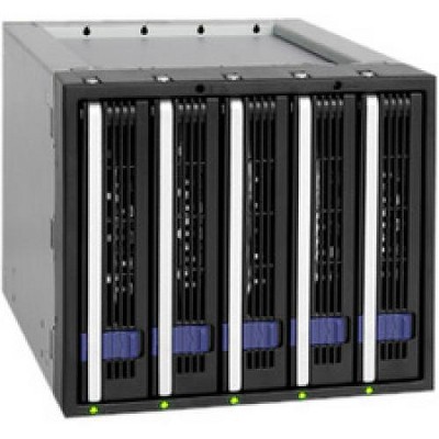Icy Dock FatCage MB155SP-B 5x3.5" in 3x5.25" Hot Swap SATA HDD Cage - 5 x HDD Supported - Serial ATA/600 Controller - RAID Supported - 5 x Total Bays