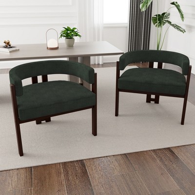 TiramisuBest Modern Accent Chair Teddy Upholstered Armchair with Open Back 3 Legs,Barrel Dining Chair Comfy Side Chair(Set of 2)